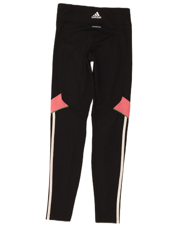 Legginsy Adidas Dziewczęce Aeroready 14-15 lat Czarny poliester z blokami kolorów