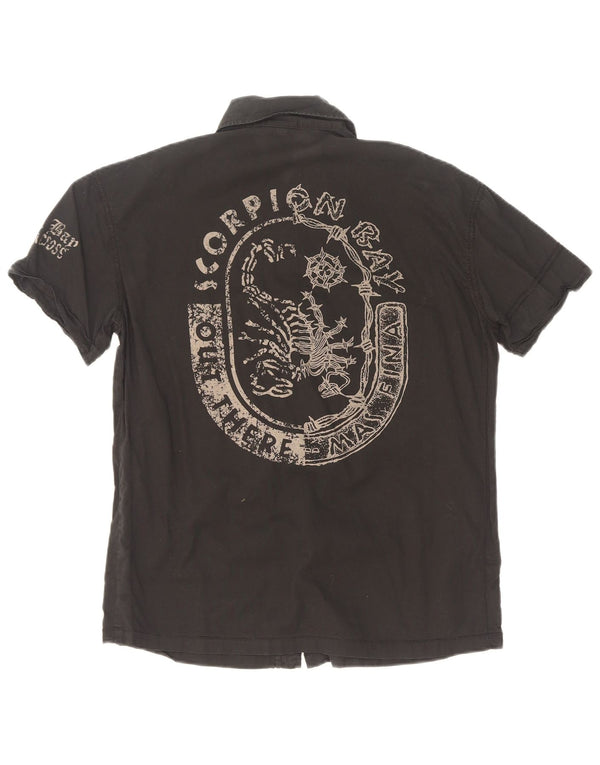 Chłopięca koszulka z krótkim rękawem Scorpion Bay z grafiką, 11-12 lat, 2XL, czarna bawełna
