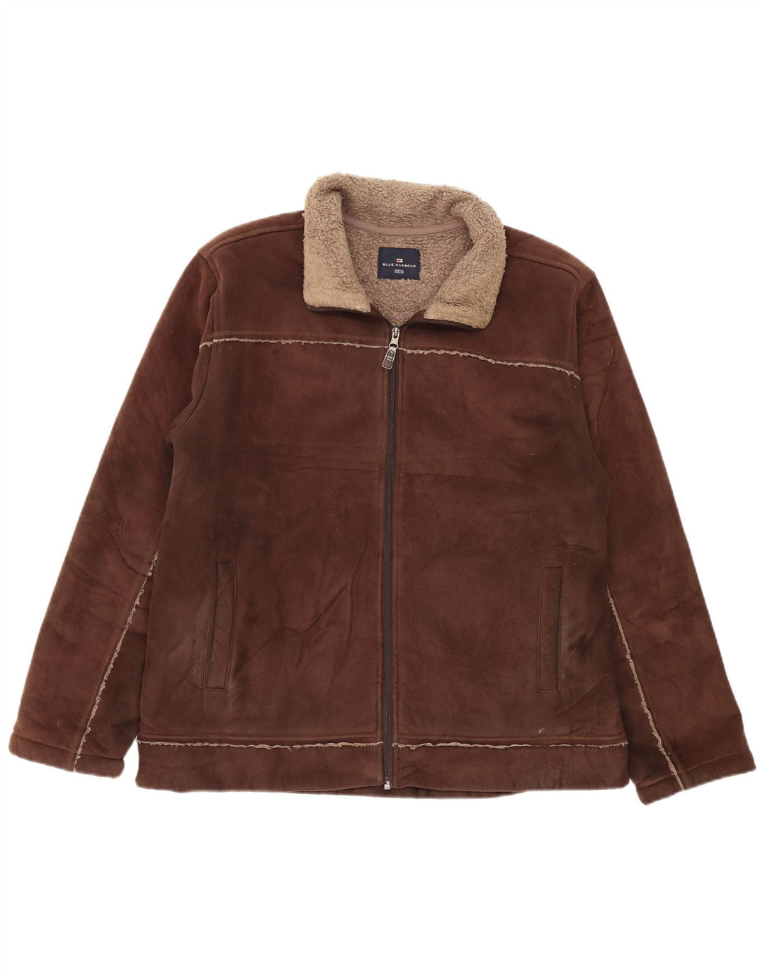 MARKS & SPENCER Męska kurtka Sherpa UK 41/43, duży, brązowy poliester