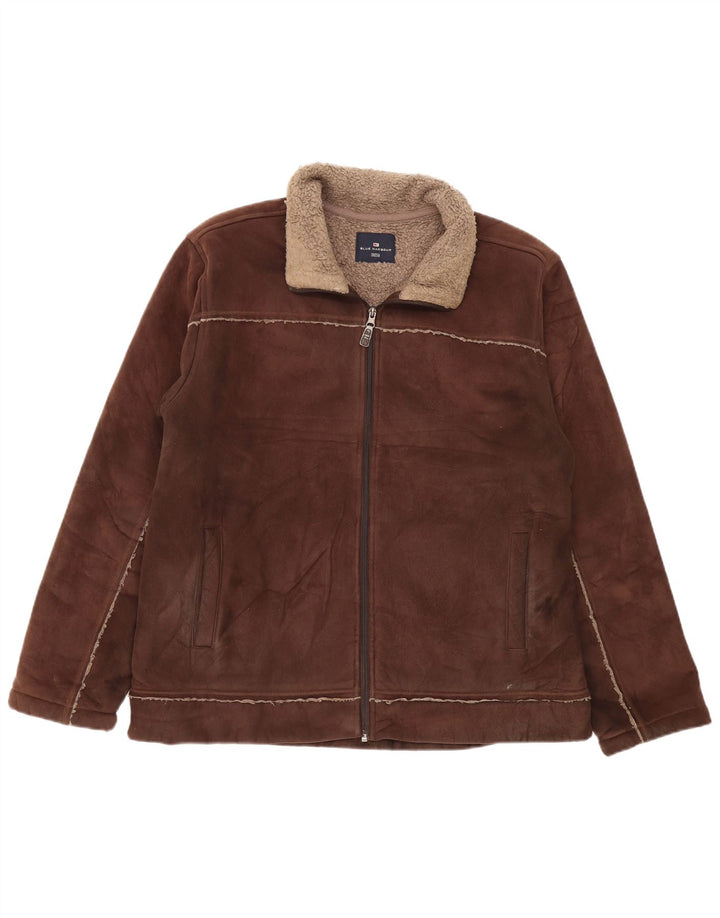 MARKS & SPENCER Męska kurtka Sherpa UK 41/43, duży, brązowy poliester