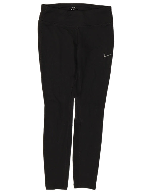Damskie legginsy NIKE Dri Fit UK 10, małe, czarne, poliestrowe