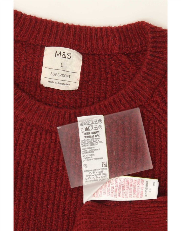 Marks & Spencer Męski sweter z okrągłym dekoltem, duży, czerwony, nakrapiany poliamid