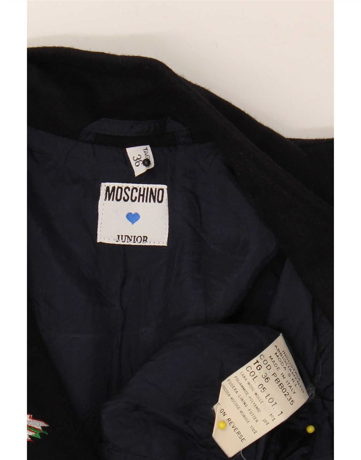 Kurtka dziewczęca Moschino z podwójnymi piersiami, 7-8 lat, granatowa, wełniana