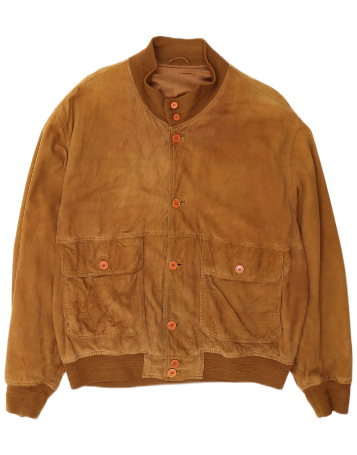 Vintage męska zamszowa kurtka bomber UK 42 XL beżowa