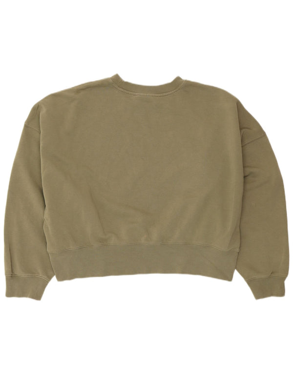 Damski sweter oversize ADIDAS Crop UK 14, duży, bawełniany khaki