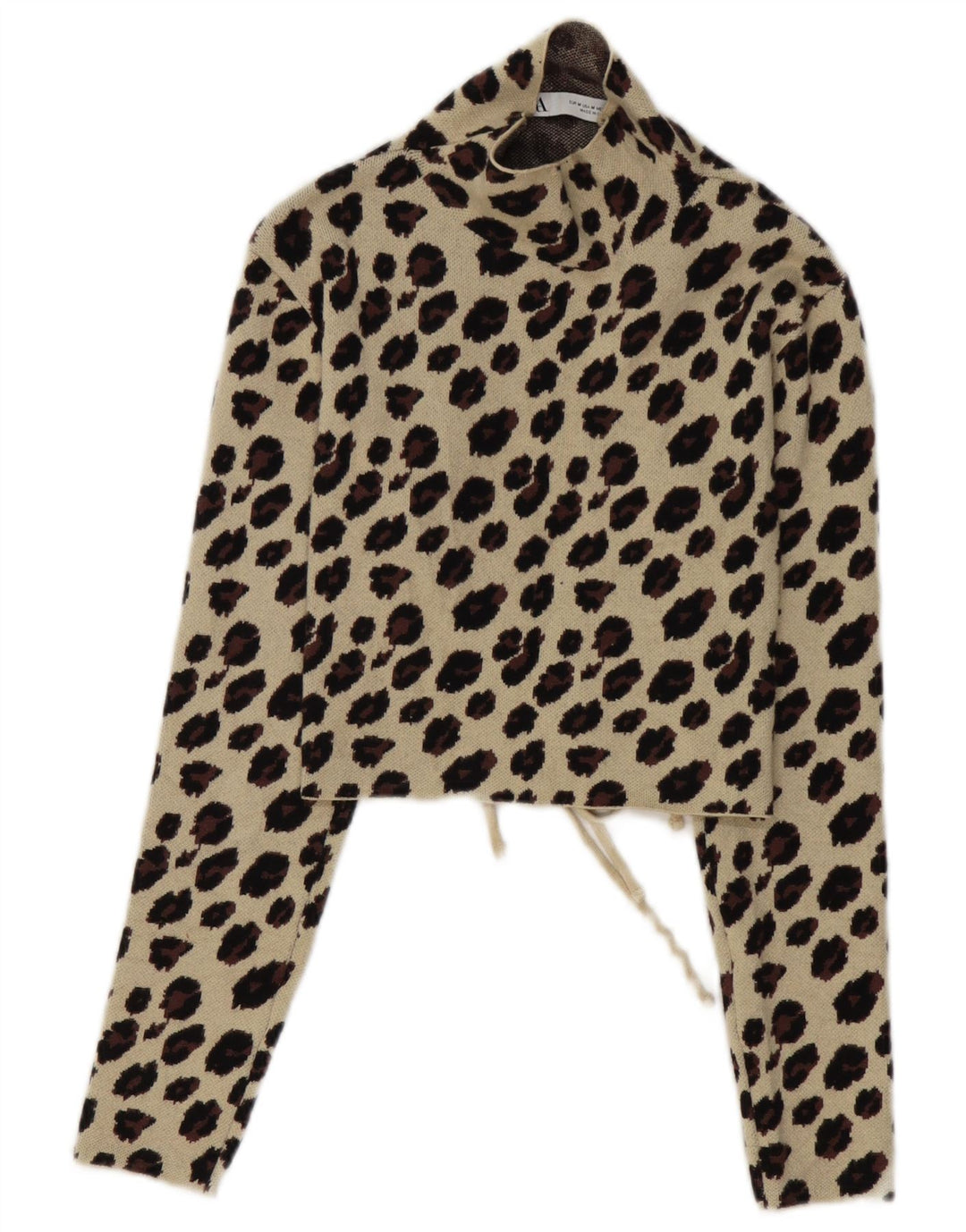 Damska bluzka z długim rękawem Zara, UK 12, średni beżowy nadruk zwierzęcy