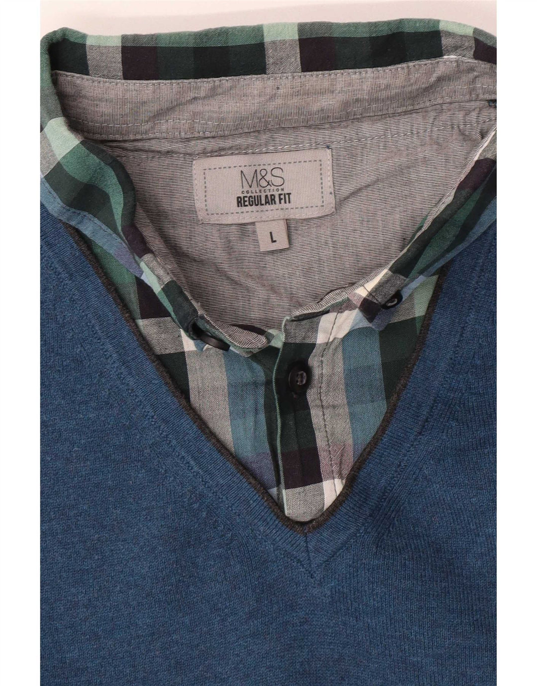 Marks & Spencer Męski sweter polo o regularnym kroju, duży, niebieski