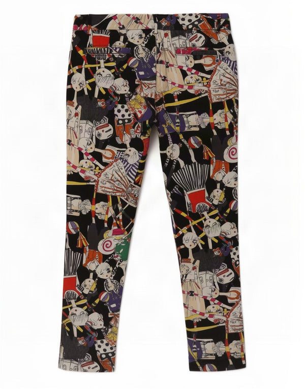 Damskie spodnie Chino Moschino z abstrakcyjnym wzorem UK 10 Small W30 L26 Multico