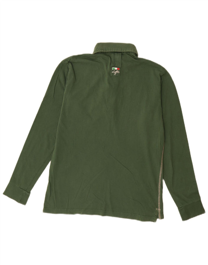 Męska koszulka polo z długim rękawem LOTTO w małych zielonych blokach kolorów