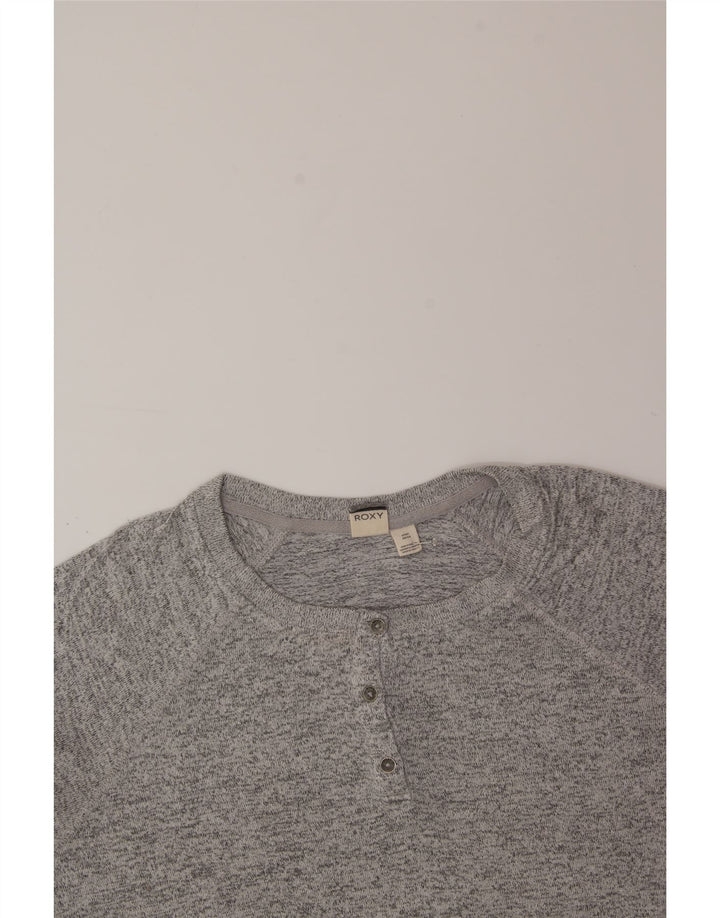 ROXY Womens Oversized Crop Sweatshirt Jumper UK 10 Small Grey Viscose Vintage Roxy and Second-Hand Roxy from Messina Hembry 