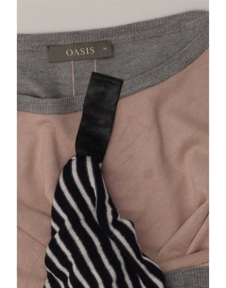 Damski sweter Oasis z dekoltem w łódkę, UK 14, średnie, wielokolorowe paski