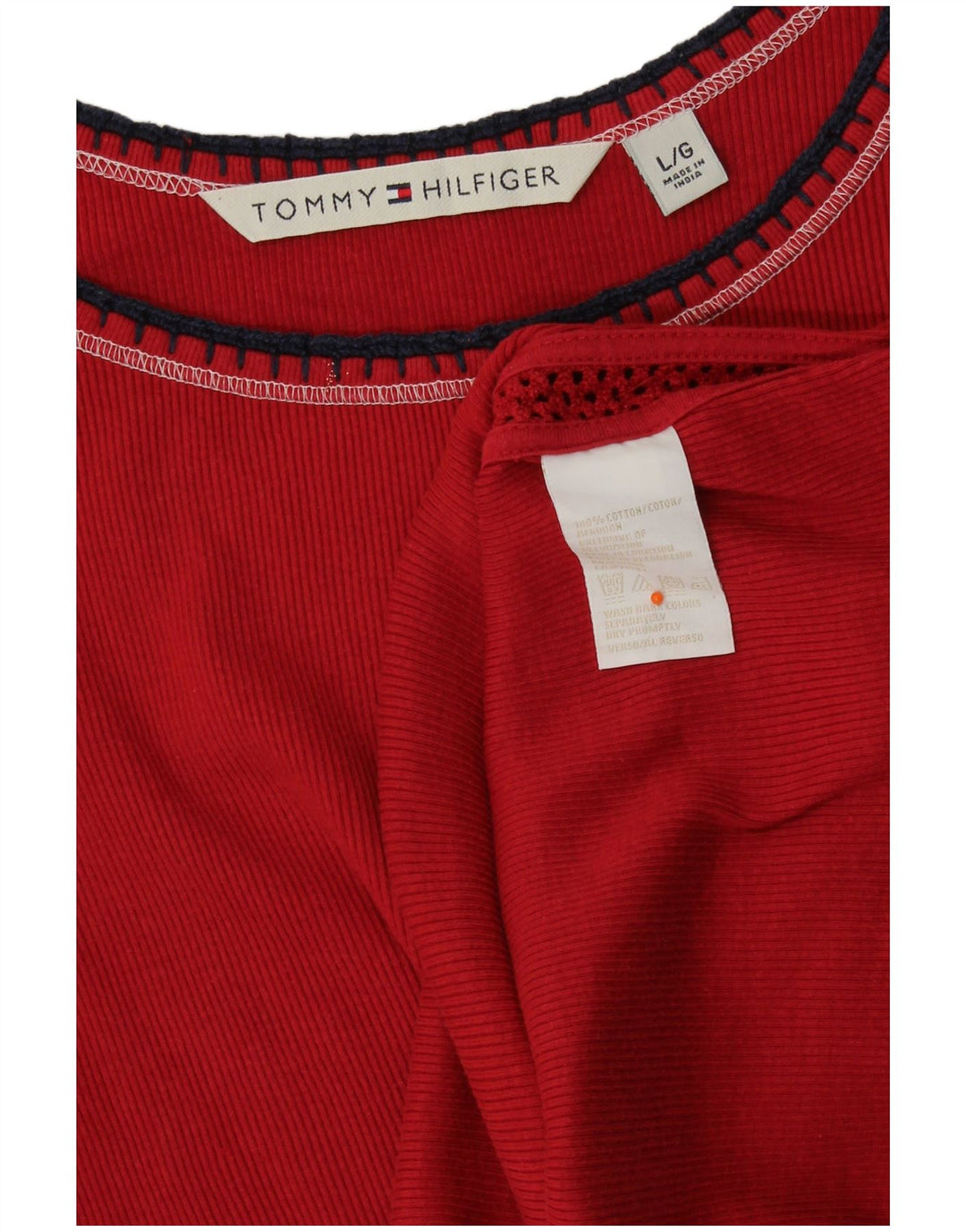 Top damski TOMMY HILFIGER podkoszulek UK 16, duży, czerwony, bawełniany