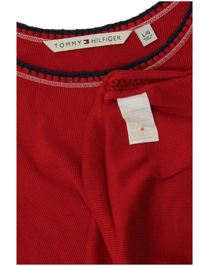 Top damski TOMMY HILFIGER podkoszulek UK 16, duży, czerwony, bawełniany