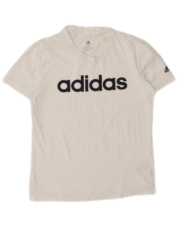 Damska koszulka z grafiką Adidas Top UK 8/10 Mała biała bawełna