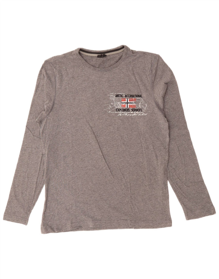 Męski top graficzny NAPAPIJRI z długim rękawem, średnioszary