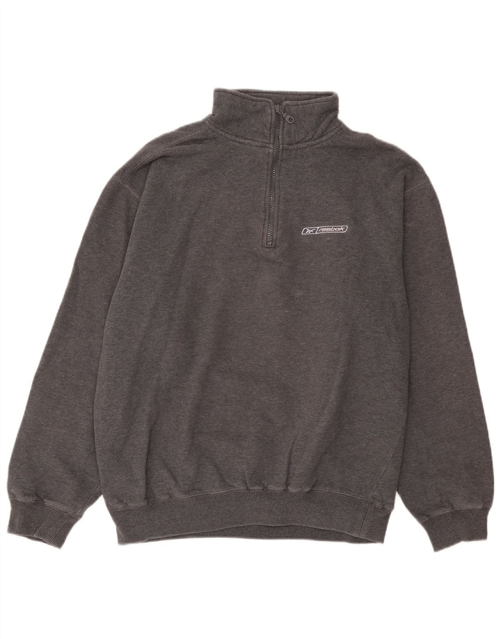 Męska bluza Reebok z zamkiem błyskawicznym, średnioszara, bawełniana