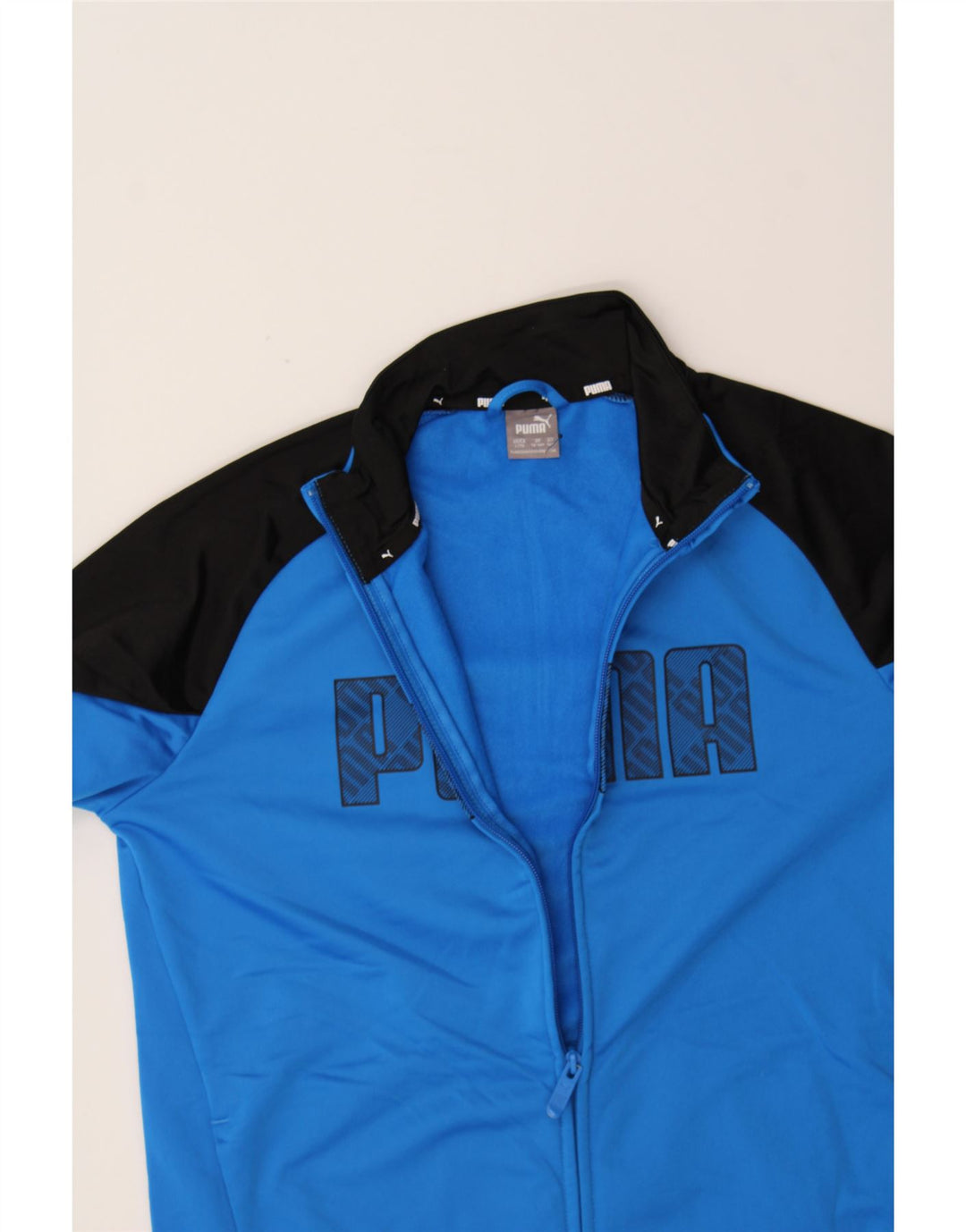 PUMA Boys Graphic Tracksuit Top Jacket 13-14 Years  Blue Colourblock Vintage Puma and Second-Hand Puma from Messina Hembry 