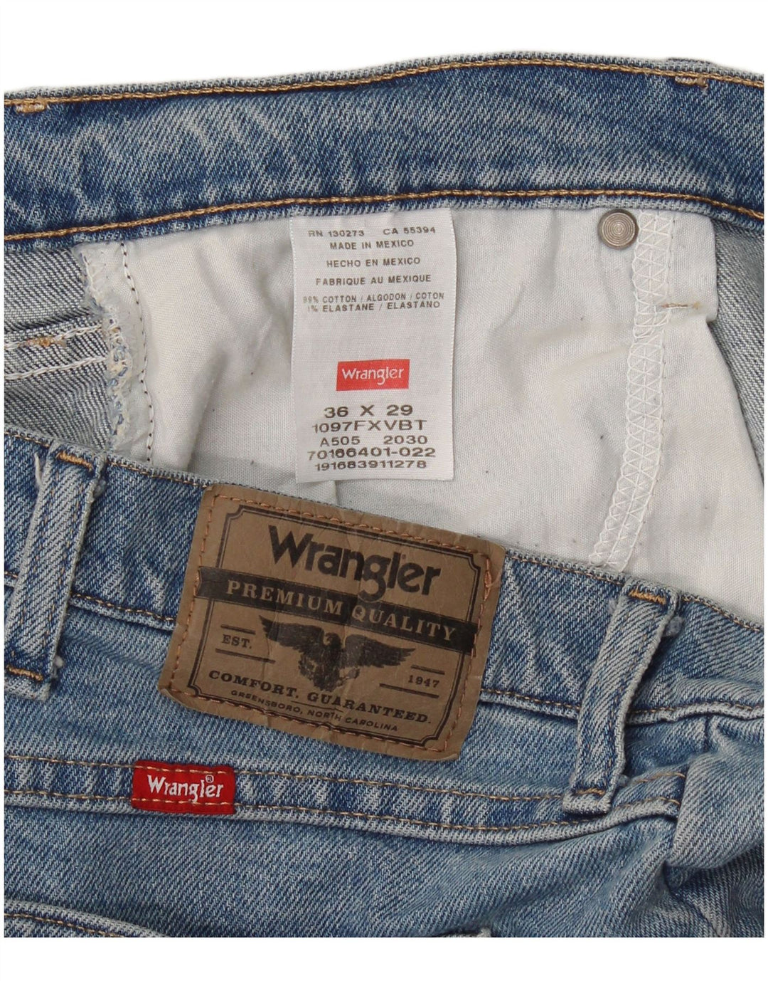 Męskie proste dżinsy Wrangler W36 L29 Niebieskie bawełniane