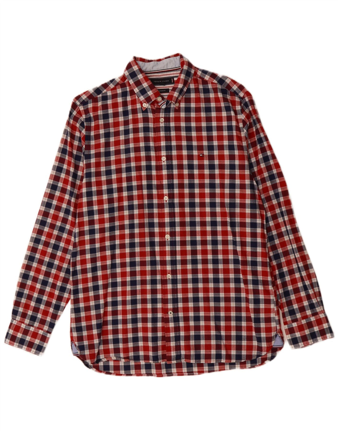 Męska koszula o regularnym kroju TOMMY HILFIGER, bawełniana w kratkę, w kolorze średniej czerwieni