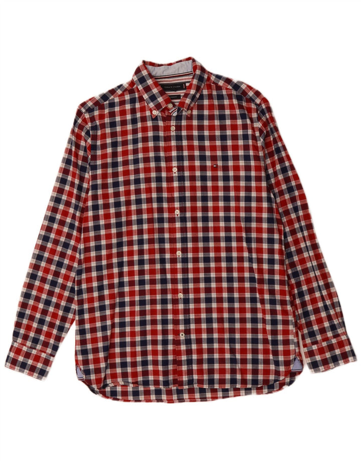 Męska koszula o regularnym kroju TOMMY HILFIGER, bawełniana w kratkę, w kolorze średniej czerwieni