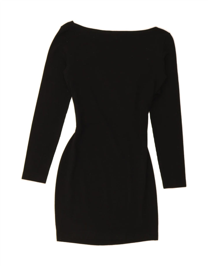 SISLEY Womens Long Sleeve Bodycon Dress UK 14 Medium Black Vintage Sisley and Second-Hand Sisley from Messina Hembry 