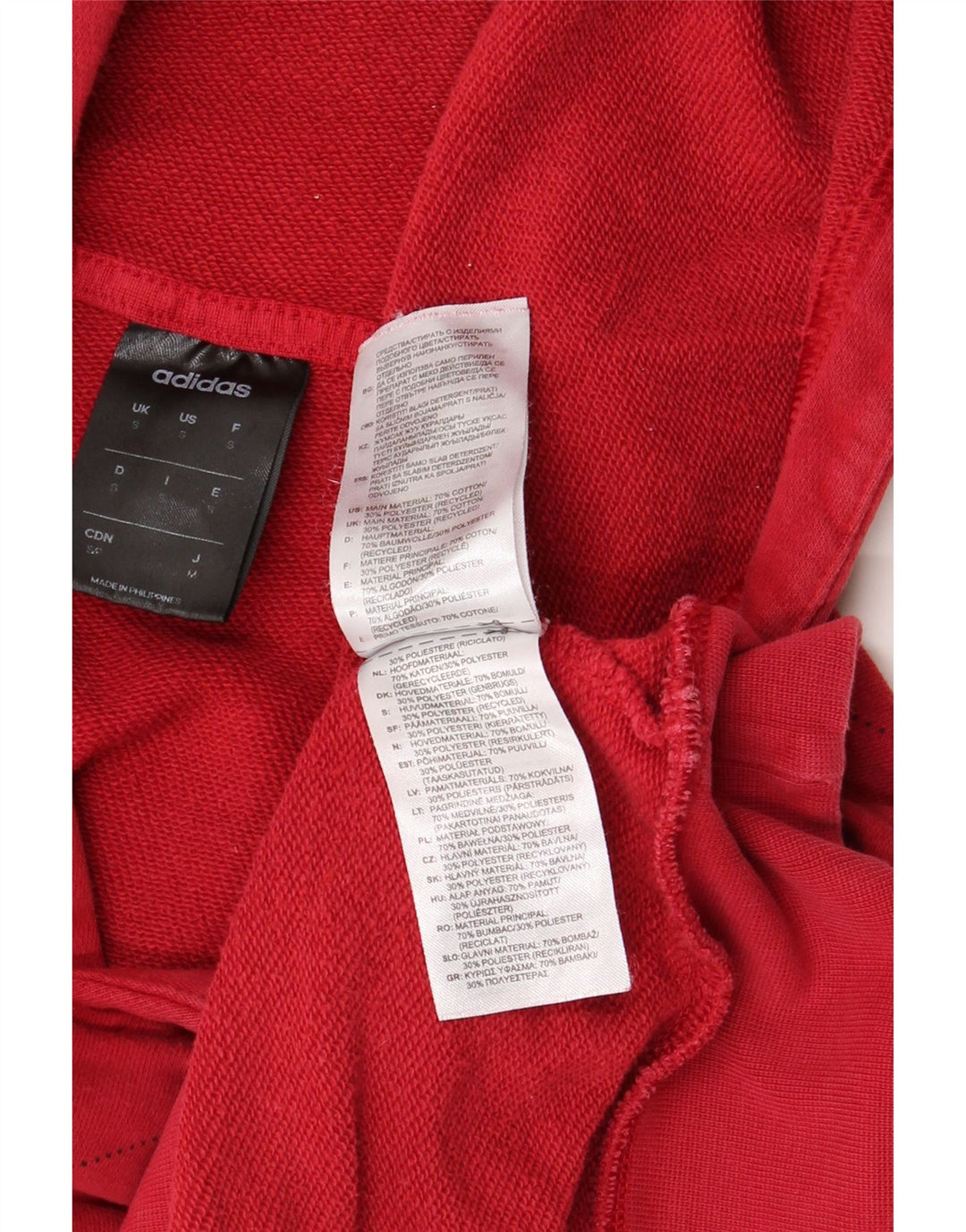 Męski sweter z kapturem i grafiką ADIDAS, mały, czerwony, bawełniany