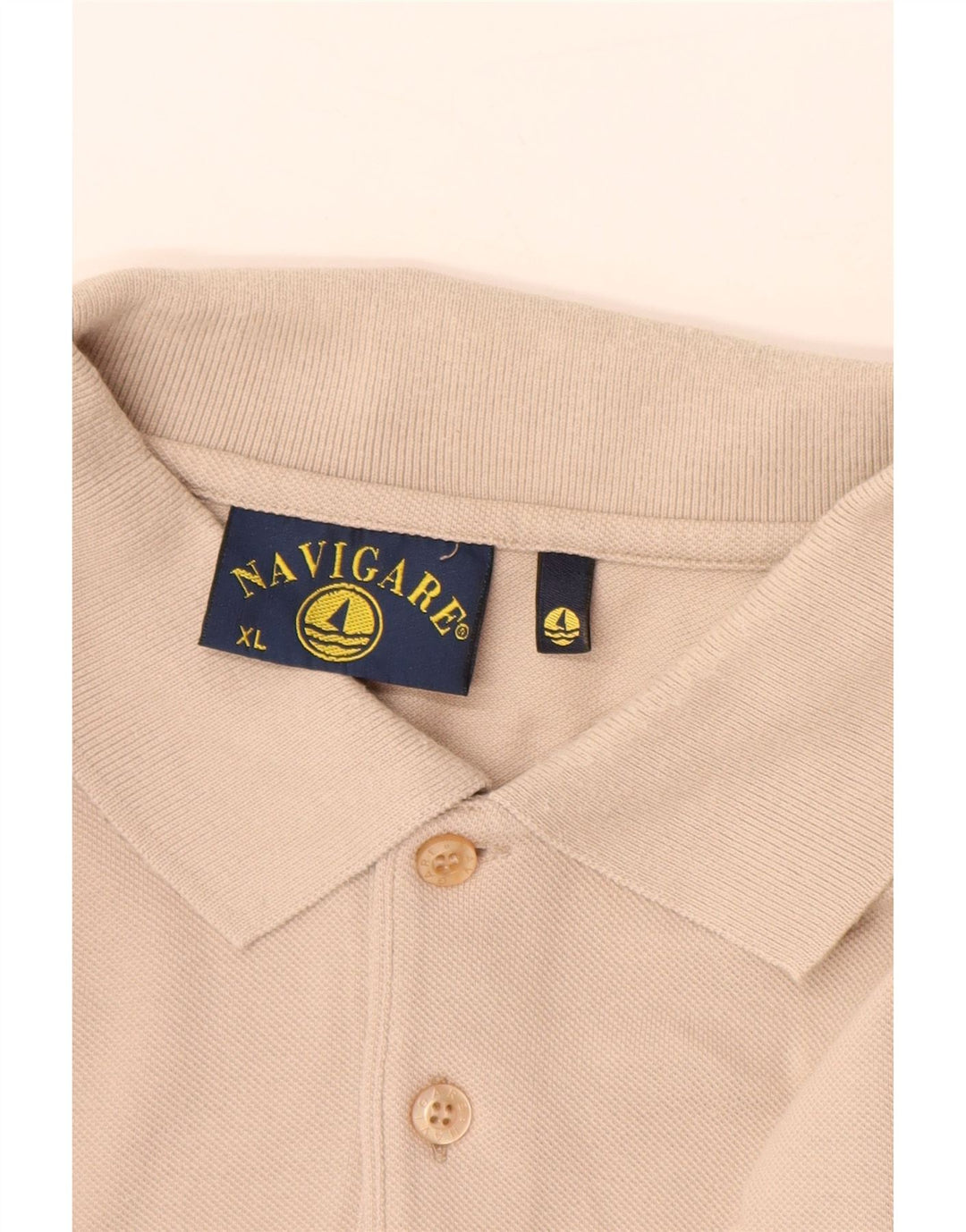Męska koszulka polo z długim rękawem NAVIGARE XL, beżowa, bawełniana