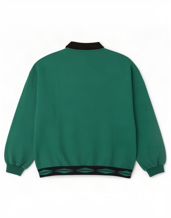 Damski sweter oversize w stylu vintage, UK 14, średni zielony geometryczny
