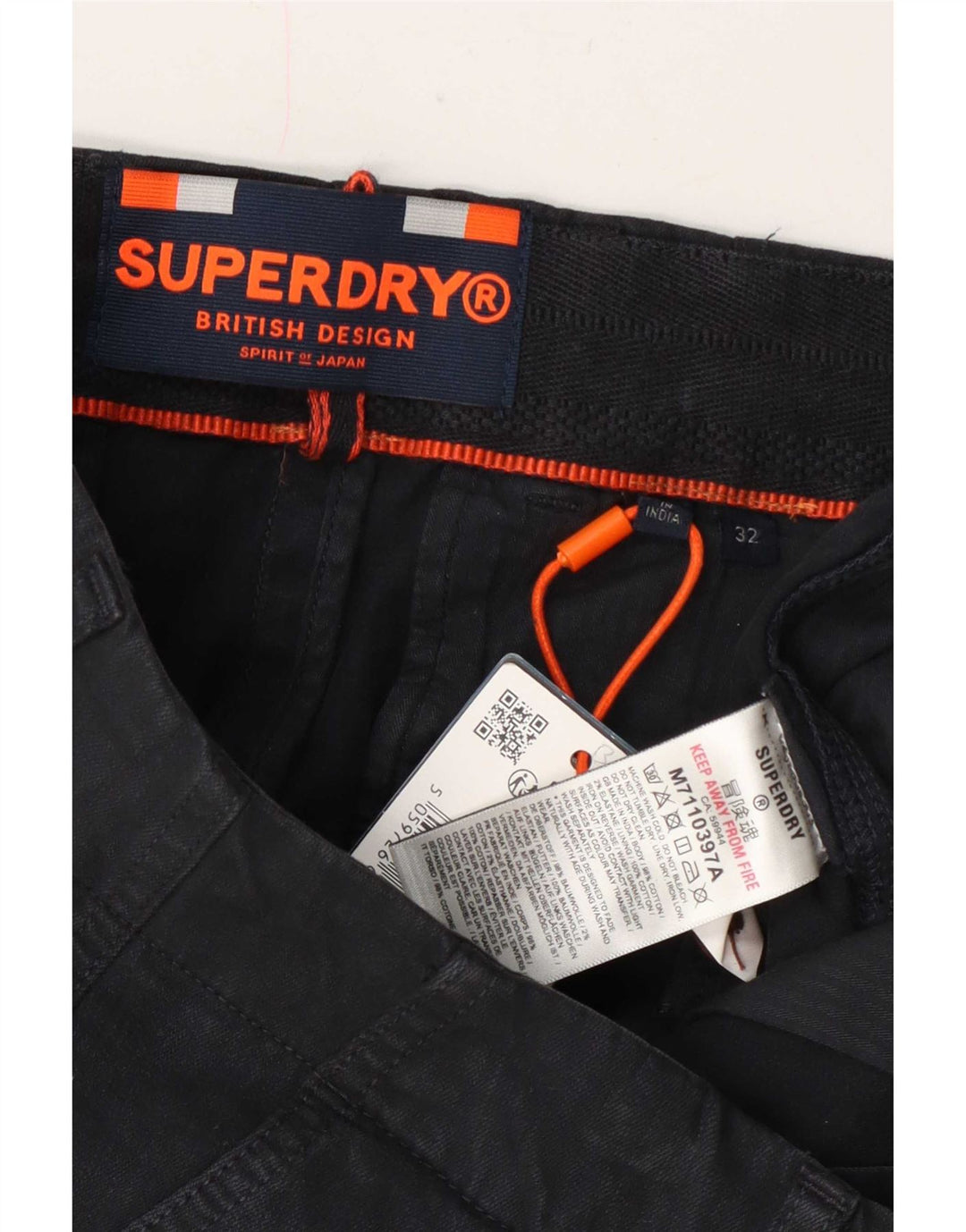 Męskie spodenki Chino Superdry W32 Średni granatowy, bawełniany