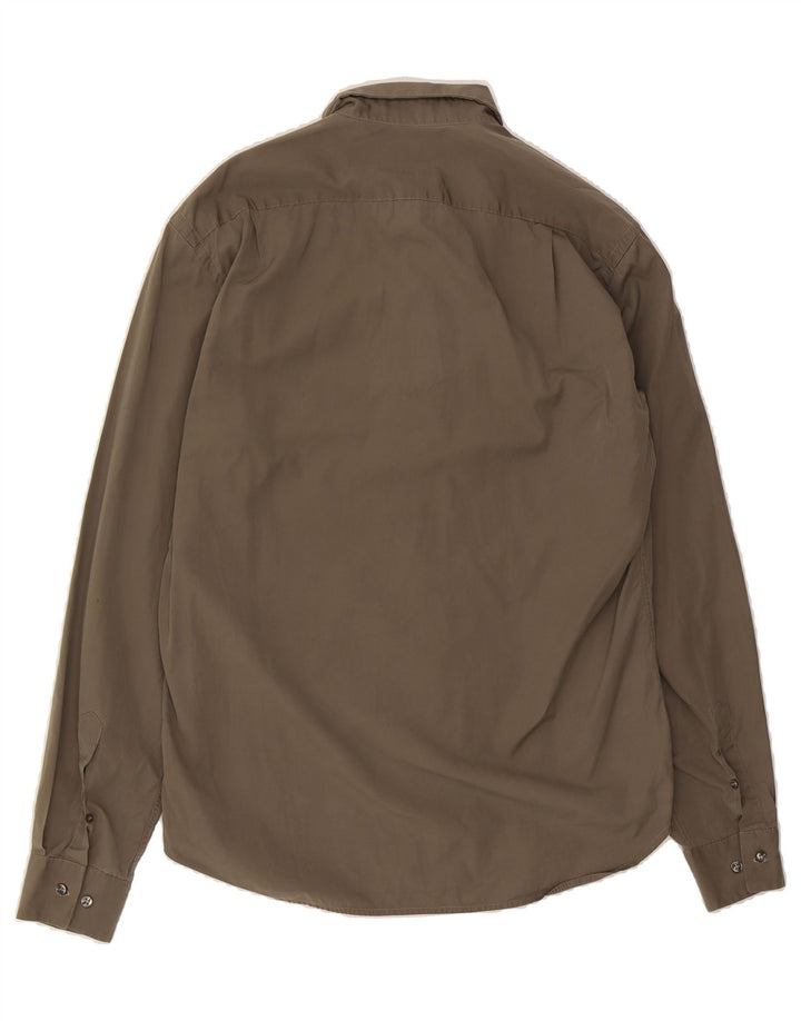 MASSIMO DUTTI Mens Shirt Size 40 Medium Khaki Cotton Vintage Massimo Dutti and Second-Hand Massimo Dutti from Messina Hembry 