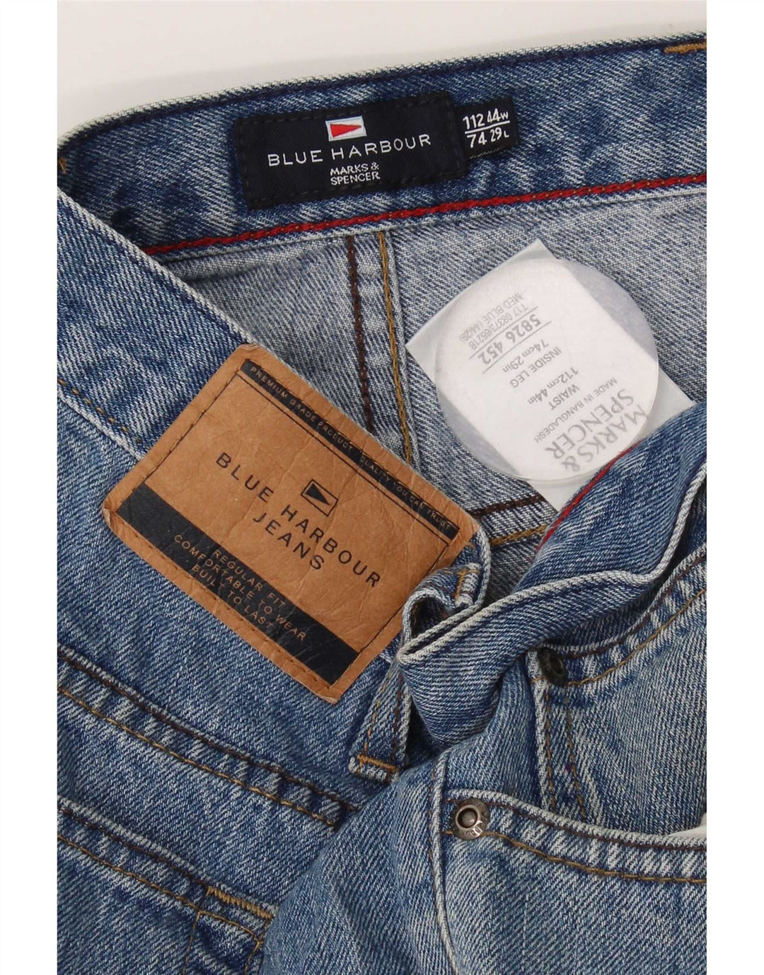 Marks & Spencer Męskie niebieskie dżinsy proste Harbor W44 L29 bawełniane