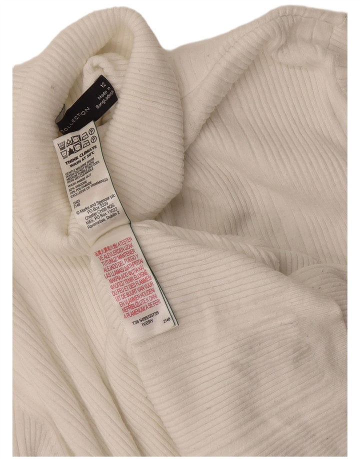 Marks & Spencer Damski sweter z golfem UK 12 Średnio-biała wiskoza