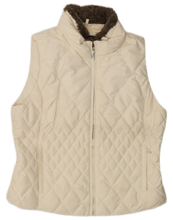 Eddie Bauer Womens Padded Gilet UK 16 Large Off White Polyester