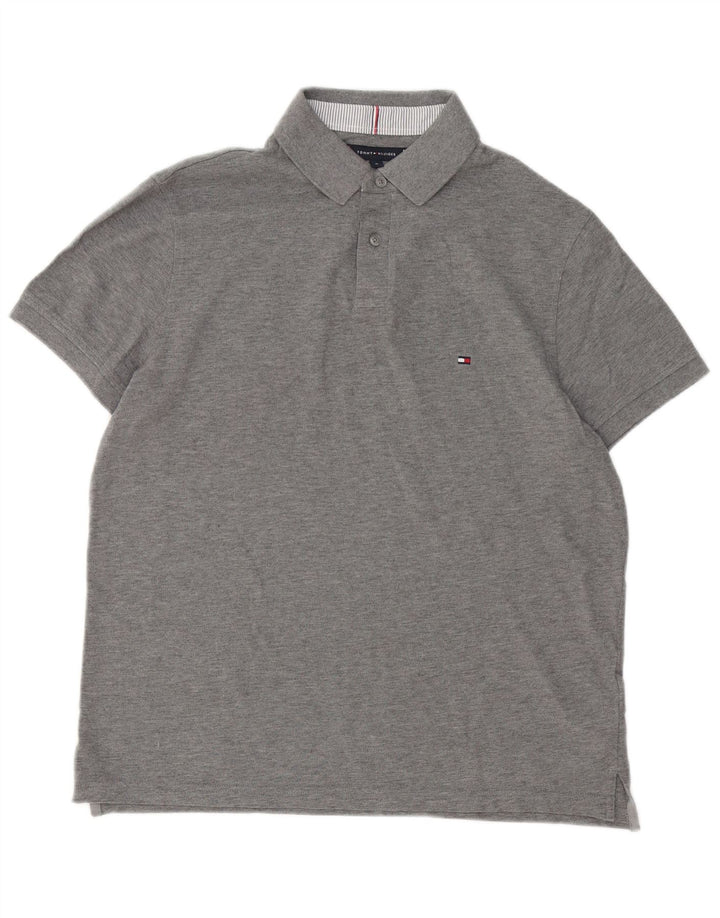 Męska koszulka polo Tommy Hilfiger, średnioszara, bawełniana