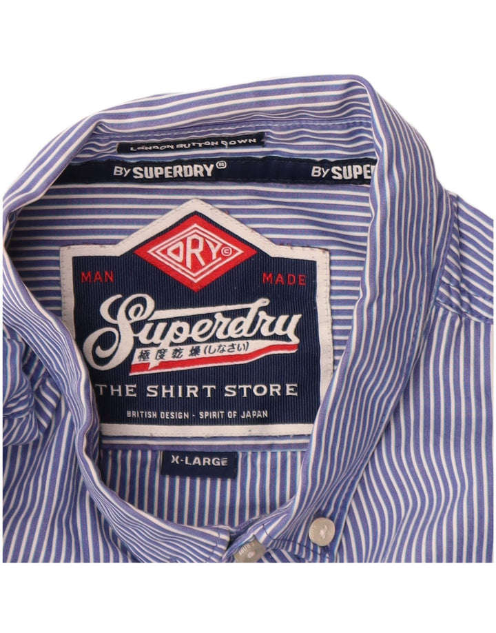 Koszula męska Superdry XL, niebieska, bawełniana w prążki
