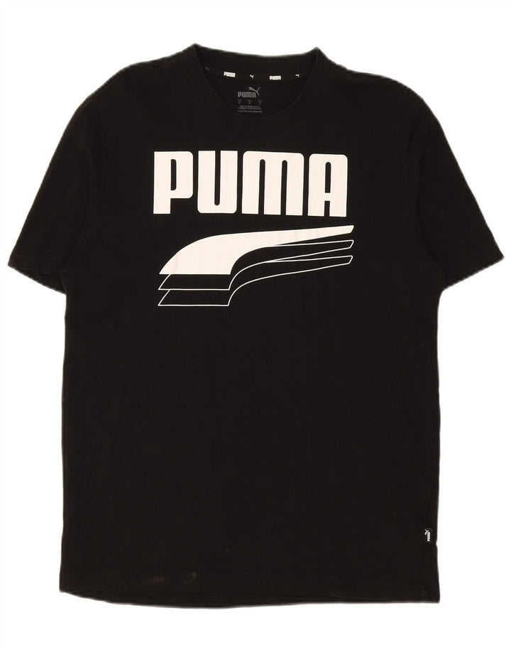Męski T-shirt z grafiką Puma, mały, czarny, bawełniany