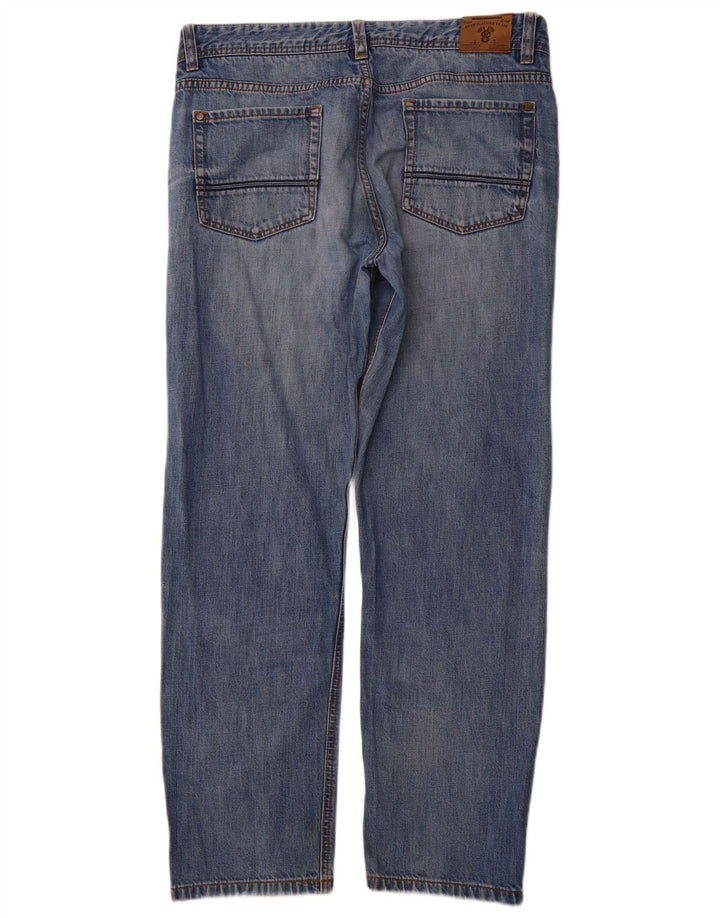 CREW CLOTHING Męskie proste dżinsy W36 L31 Niebieska bawełna