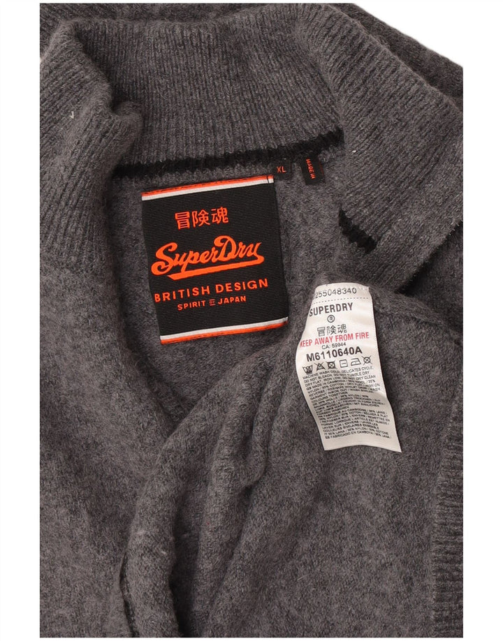 Damski sweter z zamkiem Superdry UK 18 XL, szara wełna