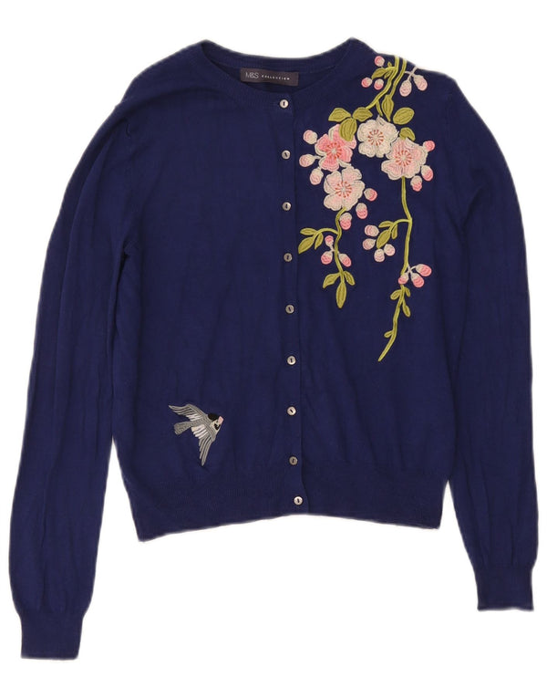 Sweter damski Marks & Spencer Crop Cardigan UK 10, mały, granatowy w kwiaty