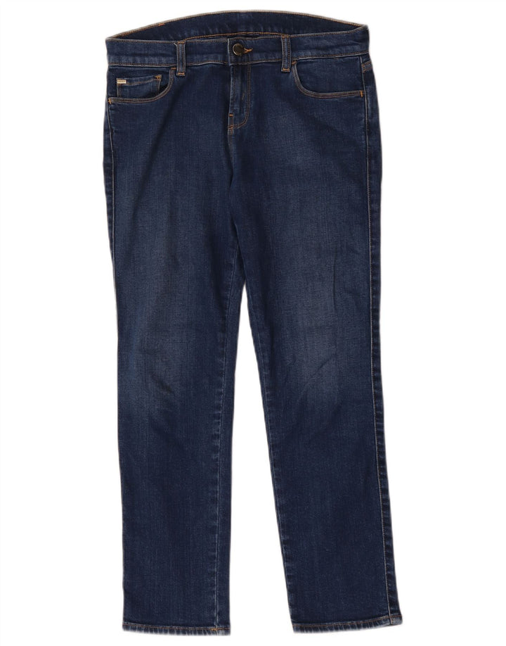 Armani Damskie Crop Straight Jeans W30 L25 Niebieskie bawełniane
