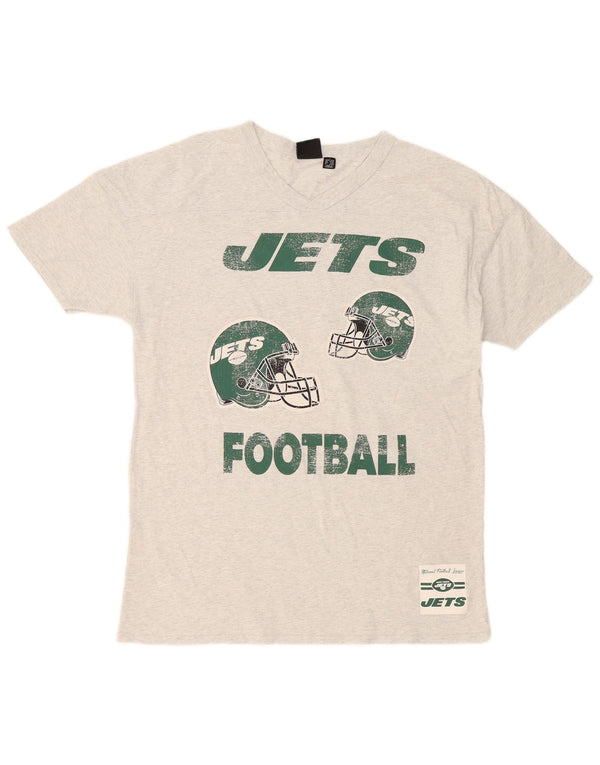 Damska koszulka z grafiką NFL New York Jets Top UK 14/16, duża, szara bawełna