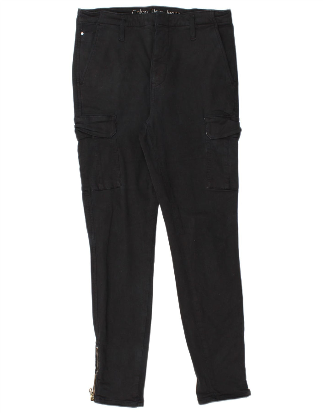 Spodnie damskie Calvin Klein Slim Cargo W31 L27 Czarne bawełniane