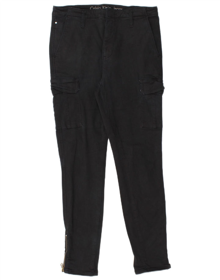 Spodnie damskie Calvin Klein Slim Cargo W31 L27 Czarne bawełniane