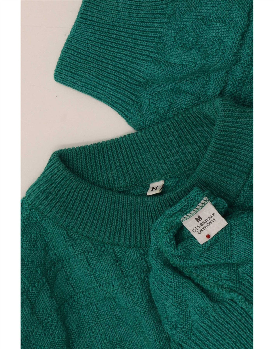 Sweter damski w stylu vintage z golfem UK 14 Średni zielony geometryczny