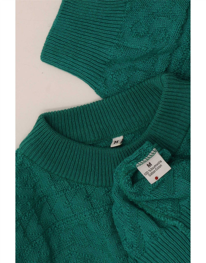 Sweter damski w stylu vintage z golfem UK 14 Średni zielony geometryczny