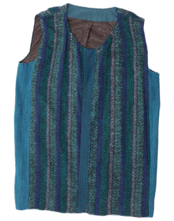 Vintage damska bluzka oversize bez rękawów, UK 18 XL w niebieskie paski