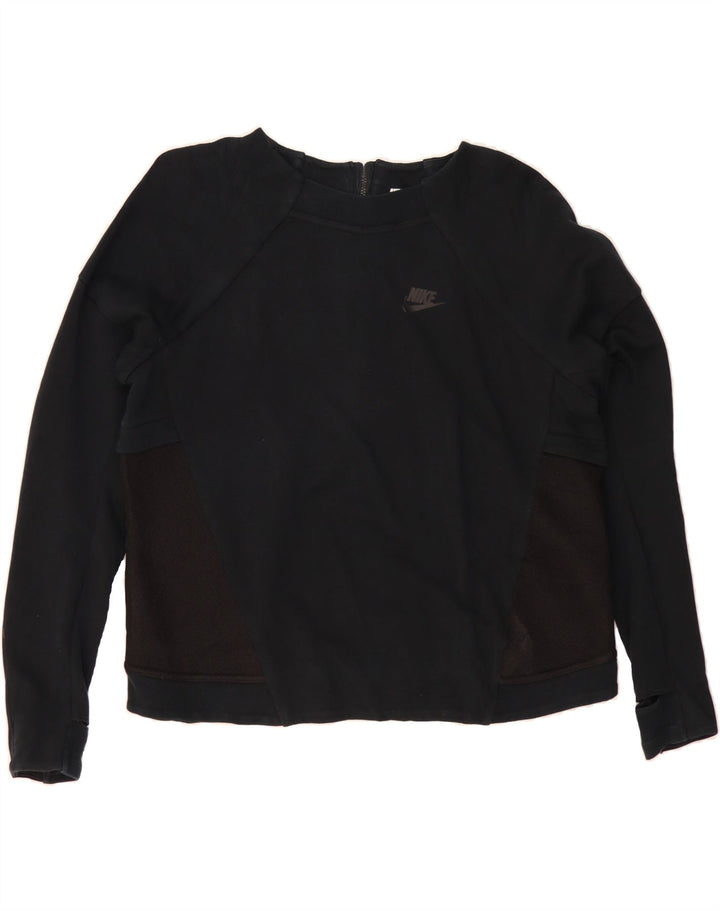 NIKE Womens Crop Sweatshirt Jumper UK 14 Medium Black Cotton Vintage Nike and Second-Hand Nike from Messina Hembry 