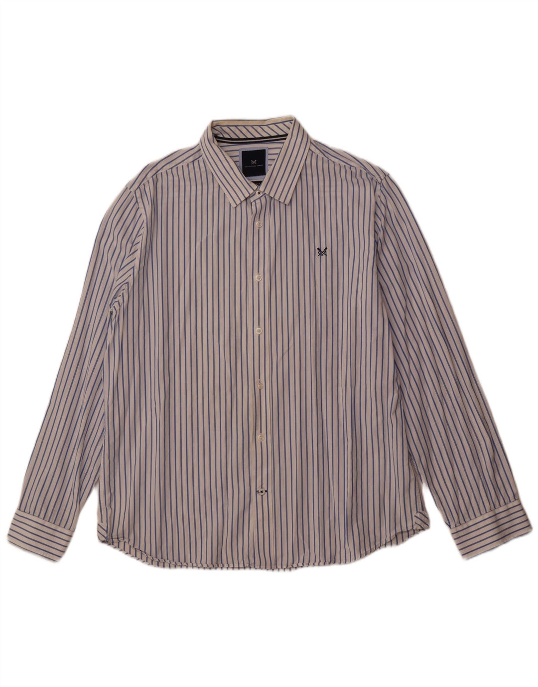 Crew Clothing Męska koszula slim fit 2XL z białej bawełny w paski