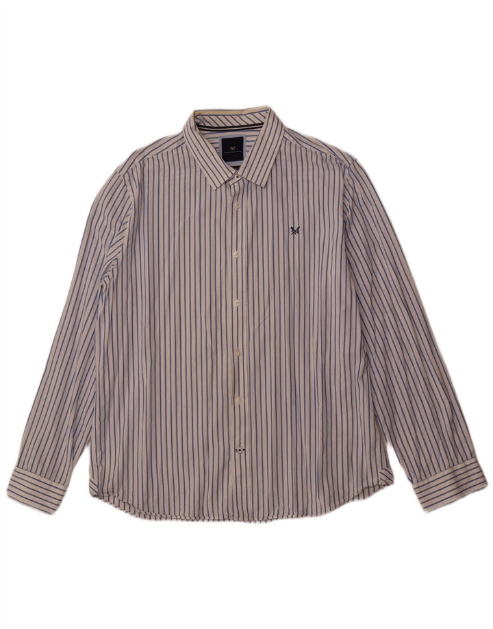 Crew Clothing Męska koszula slim fit 2XL z białej bawełny w paski