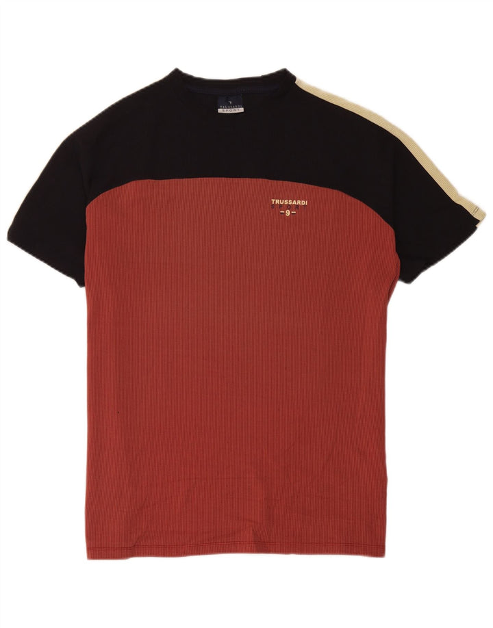 T-shirt męski Trussardi Top, średni czerwony, blokowy poliamid